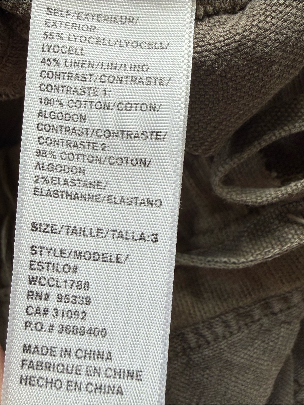 James Perse Relaxed Canvas Linen Blend Pants Joggers Army Green Brown - Picture 10 of 10